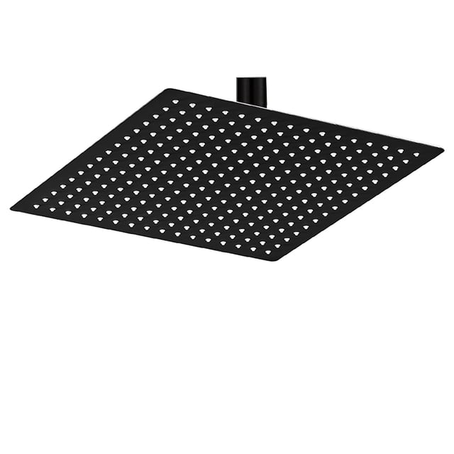 Alcachofa de ducha BeSy Rainfall de acero inoxidable negro mate de 30,5 cm