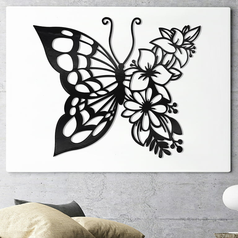 Metal Wall Art Elegant Butterfly Metal Wall Decor Modern Metal Wall Silhouette Easy Installation Home Decoration for Bedroom Living Room Garden Office