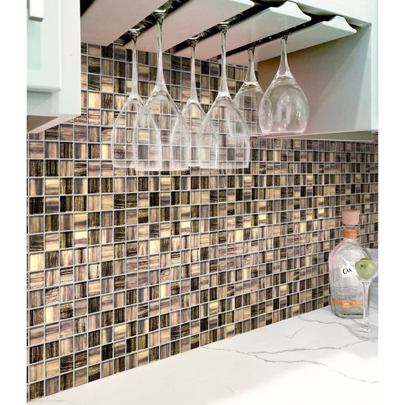 Apollo Tile 5 pack 11.3-in x 11.3-in Brown Polished and Matte Finished Glass Mosaic Tile (4.43 Sq ft/case)