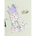 thumbnail image 3 of Arvbitana 1T 2T 3T 4T 5T 6T Toddler Girls Pants Set Sleeveless Patchwork Vest with Flower Print Flare Pants Summer Outfit 2Pcs, 3 of 9