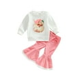 thumbnail image 2 of Autumn Christmas Kids Girls Suit 6M 12M 18M 24M 3Y 4Y Long Sleeve Cartoon Print Tops + Casual Bell-Bottoms Suit Xmas Clothes, 2 of 10