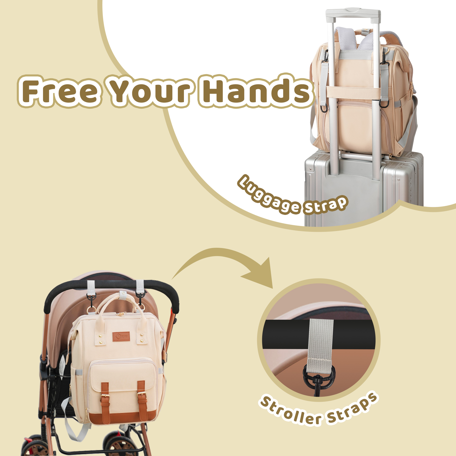 stillithou Diaper Bag Backpack for Women, Large Capacity Baby Diaper Backpack with Wet Dry Pockets, Stroller Straps & Insulated Pockets - Travel Daily Use Shopping, Khaki