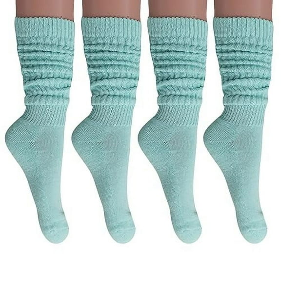 Long Slouch Scrunched Knee Socks 4 Pairs Shoe Size 5 to 26