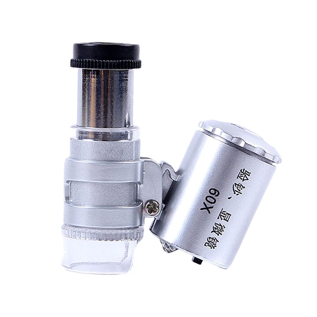 sweethay Microscopio de 5 a 50 Uds., 60x, lupa con luz LED UV, lupa de bolsillo para joyería, lupa de joyería, herramienta de , Joyas, gemas y relojes