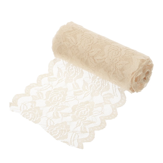 Cinta de encaje Uxcell con patrón floral, cinta de encaje bordada para costura, manualidades y envoltura de regalos, decoración de bodas en color beige