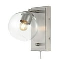 thumbnail image 2 of JONATHAN Y Hugo 6" 1-Light Minimalist Modern Plug-In or Hardwired Adjustable Iron LED Wall Sconce with Rotary Dimmer, Nickel with Clear Globe, 2 of 9