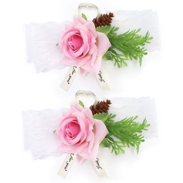 2 piezas de dama de honor de seda muñeca flor ramillete nupcial decoración de ceremonia de boda suministro rosa