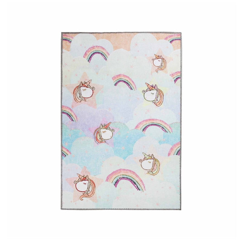 Superior Unicorn Non-Slip Washable Indoor Play Rug, 2' x 3', Turquoise