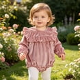 thumbnail image 5 of Staki Baby Girl Bubble Shirt Romper Outfit Long Sleeve Fall Bodysuit Top Newborn Oversized Crewneck Jumpsuit 0-18M,3-6 Months, 5 of 6