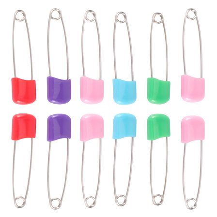 GAXIRE 12Pcs Safety Pins for Daily Use Assorted Color Stainless Steel Diaper Fastening