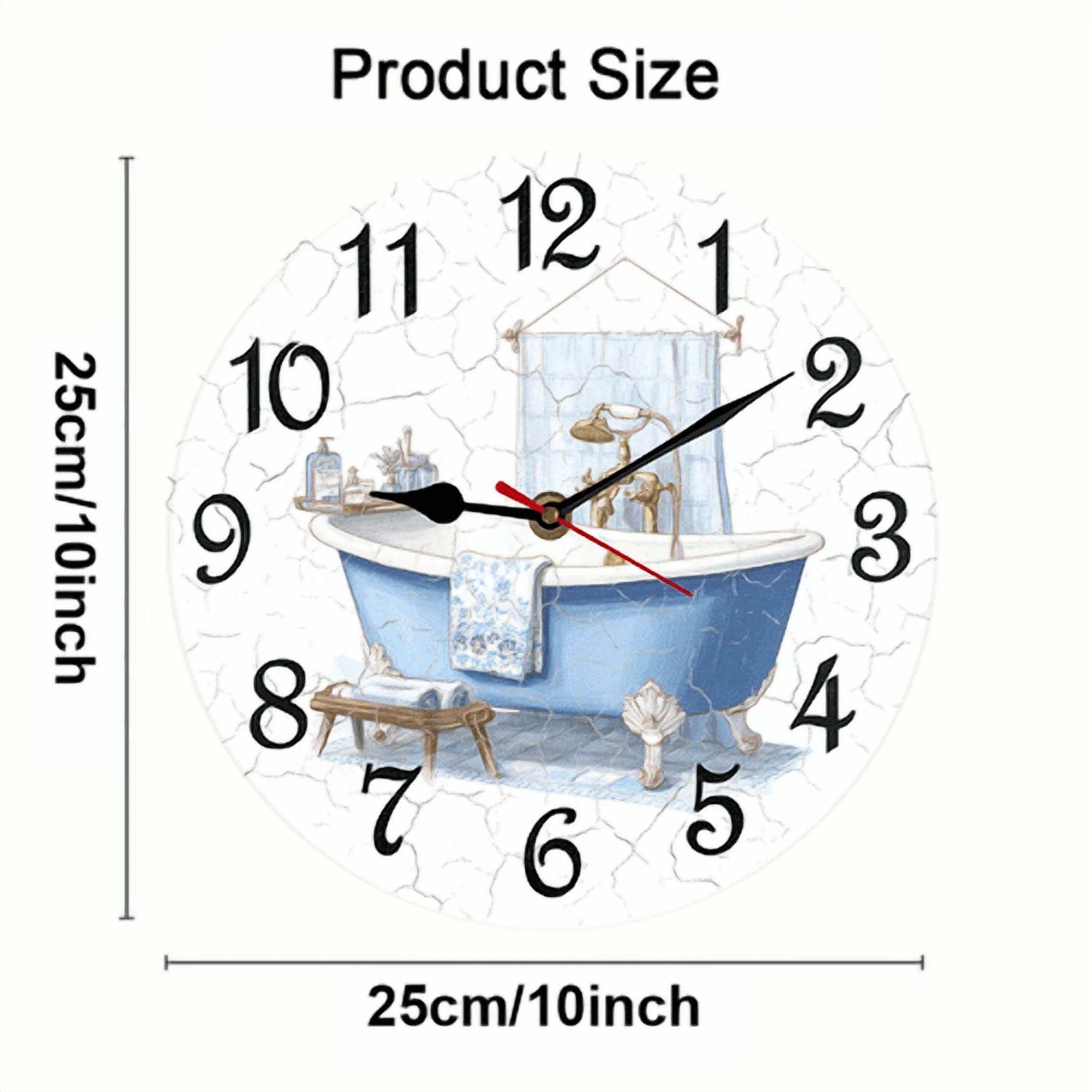 Kurmntregon Bathroom Wall Clock Bathtub Hot Tub Wooden Animal Toilet Clock For Living Room, Battery Operated Easy To Read Bedroom, Bathroom And Kitchen Housewarming Seasonal Round 10"