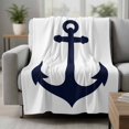 thumbnail image 2 of Nautical Anchor Blanket Soft Cozy Warm Throw Blanket for Couch, Plush Fuzzy Flannel Fleece Blankets for Sofa, Farmhouse Minimalist White Abstract Art Bed Blankets Lightweight Gifts for Women, 50"x60", 2 of 9