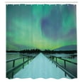 thumbnail image 3 of Ambesonne Lime Green Shower Curtain, Bridge Snowy Arctic, 69"Wx84"L, Lime Green Petrol Blue, 3 of 5