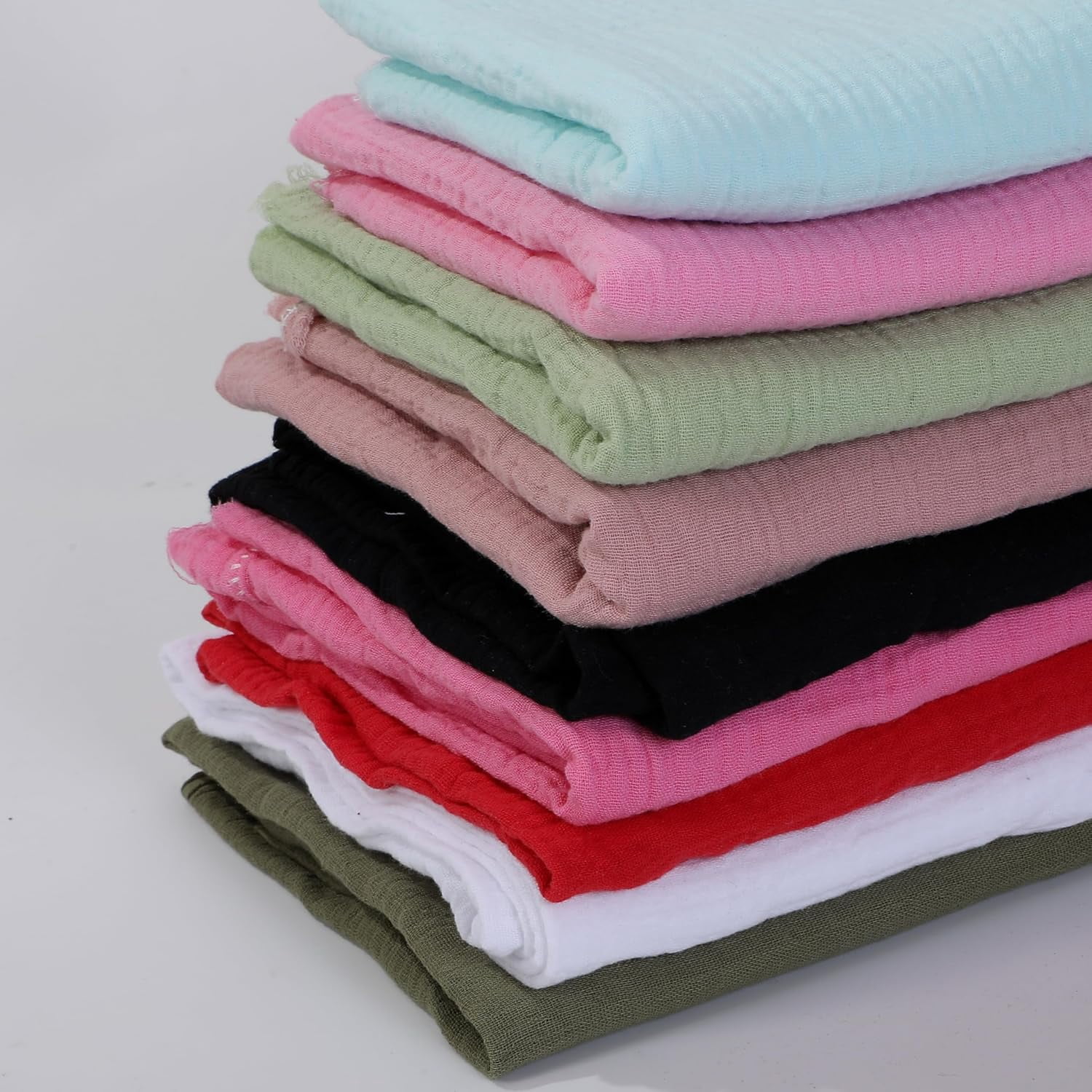 Cotton Double Gauze Muslin Fabric by The Yard - Crinkle, Swaddle, Cheesecloth - Choose From 40 Colors (Aqua)