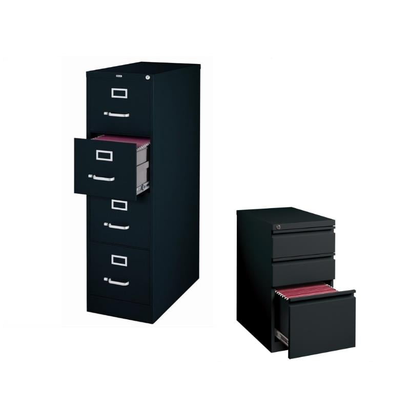 2 Piece Value Pack Black Vertical 4 And 3 Drawer Mobile Filing Cabinet Walmart Canada