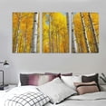 thumbnail image 3 of Nawypu  Trees Wall Art Yellow Leaf White Branch Forest Landscape Artwork Modern Nature Picture, Framed Large Size Painting for Living Room Bedroom Bathroom Home Wall Decor 12''x16''X3 Panels, 3 of 4