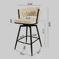 thumbnail image 5 of IVV Modern Bar Stools Set of 2, 360° Swivel Linen Upholstered Counter Chairs with Woven Back and Footrest, for Kitchen Island, Cafe, Pub (White), 5 of 9