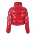 thumbnail image 3 of nvzhuang Women Quilted Puffer Jackets, Long Sleeve Stand Collar Metallic Cropped Down Jackets, 3 of 7