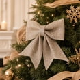 thumbnail image 3 of Wooowa Christmas Glitter Fabric Bows Pre Tied Sparkly Bow Ornaments 6.69x7.09 Inch for Tree Wreath Garland and Holiday Gift Box Home Decoration, 3 of 7