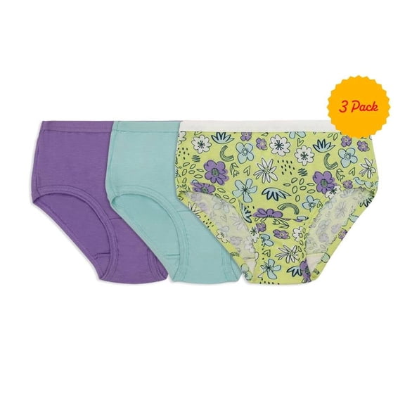 Pantaleta Corte a la Cadera Fruit of the Loom para Niña, Algodón Premium 3 Piezas Multicolor Talla 12