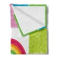 thumbnail image 2 of Cartoon Soft Flannel Fleece Throw Blanket, Squares Stitched Together Sewing Themed Artwork Rainbow Sun Clouds Nature, Cozy Plush for Indoor and Outdoor Use, 50" x 60", Multicolor, by Ambesonne, 2 of 5