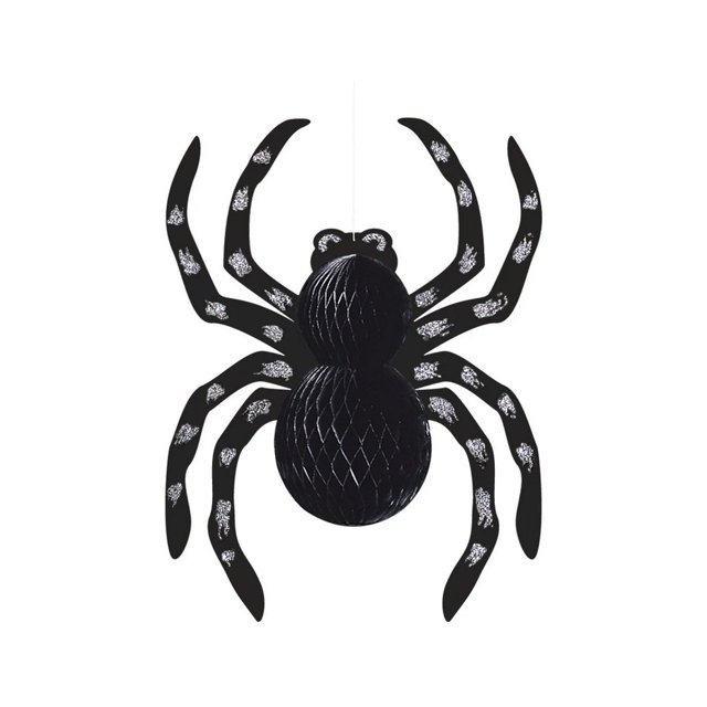 Unique Party - Decoración Colgante Diseño Araña de Purpurina Halloween (Negro, Plateado)