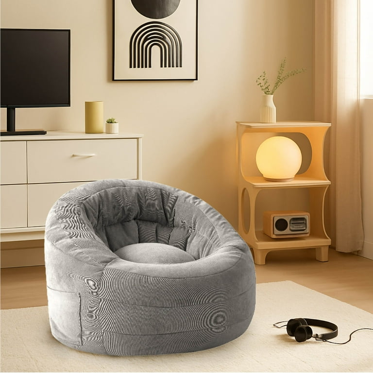 POD by Urban Shop Soft Plush Corduroy Bean Bag Chair with Pocket