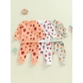 thumbnail image 4 of Aojekbee Baby Girls 2-piece Outfit, Strawberry Print Long Sleeve Crew Neck Sweatshirt with Elastic Waist Sweatpants Fall Clothes, 4 of 10