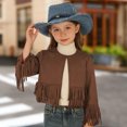 thumbnail image 2 of Curuila Children Girls Coat With Tassels Long Sleeve Solid Color Crew Neck Jacket For Girls Spring Autumn Comfort Outerwear Size 5-6 Years, 2 of 8