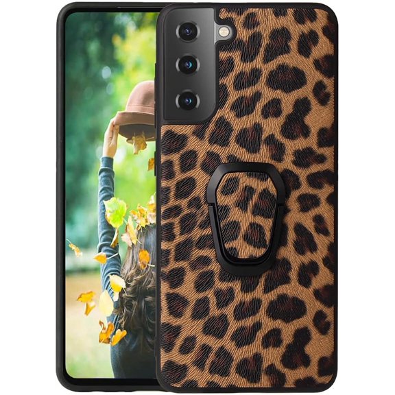 Case for Samsung Galaxy S21 FE (Not S21) with Kickstand,Luxury Leopard Print PU Leather Phone Cover Slim Fashion Design Protective Case for Samsung Galaxy S21 FE 5G      Brown