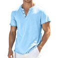 thumbnail image 4 of JIAYUE Men's T Shirt Casual Summer Solid Color Buttons V Neck Short Sleeve Loose Pullover Tops For Relaxed Fit Lightweight Everyday Wear And Outdoor Workout For Male Wear, 4 of 4