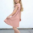 thumbnail image 5 of Crunowin Girls Summer Dress Sleeveless Round Neck Linen Look Flutter Sleeve Detail Kids Casual Summer Dress Coffee Size 6/7, 5 of 7