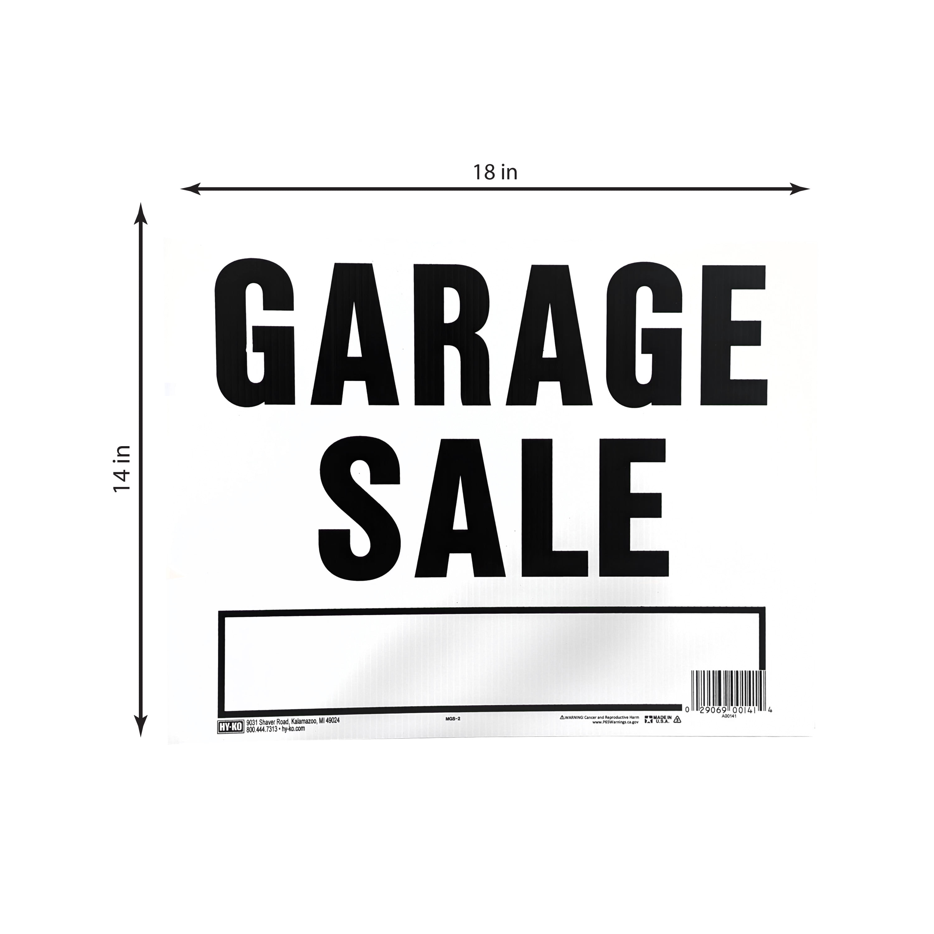 (3 pack) Hy-Ko 14" x 18" Plastic Garage Sale Sign