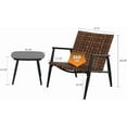 thumbnail image 6 of LIFERECORD 3-Piece Outdoor Bistro Set, Wicker Patio Furniture 2 Chairs + Side Table, Brown Leather-Look Seating For Garden, Backyard, Balcony, 6 of 7