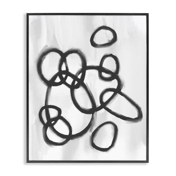 Stupell Industries Contemporary Circular Linework Abstract Black White Black Framed Giclee Art, 11 x 14, by Lil' Rue