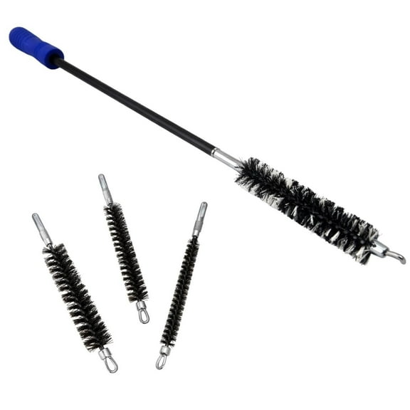 21.25" Pipe Cleaning Brush Set  Flexible Tube & Lint Trap Cleaner with 3 Interchangeable Metal Brush Heads for Dryer Vents, Pipes & Vacuum Hoses