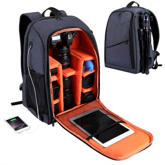 Camera Backpack Bag Professional Waterproof Large Capacity Camera Backpack with Charging Earphone Hole for Camera Tripod Accessories