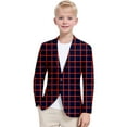 thumbnail image 2 of Afdoent Fall Jacket For Boys Girls Long Sleeve Big Plaid Printed Lapel Formal Suit Jacket Button Fashion Casual Coat Business Suit For Kids 7-8 Years, 2 of 4