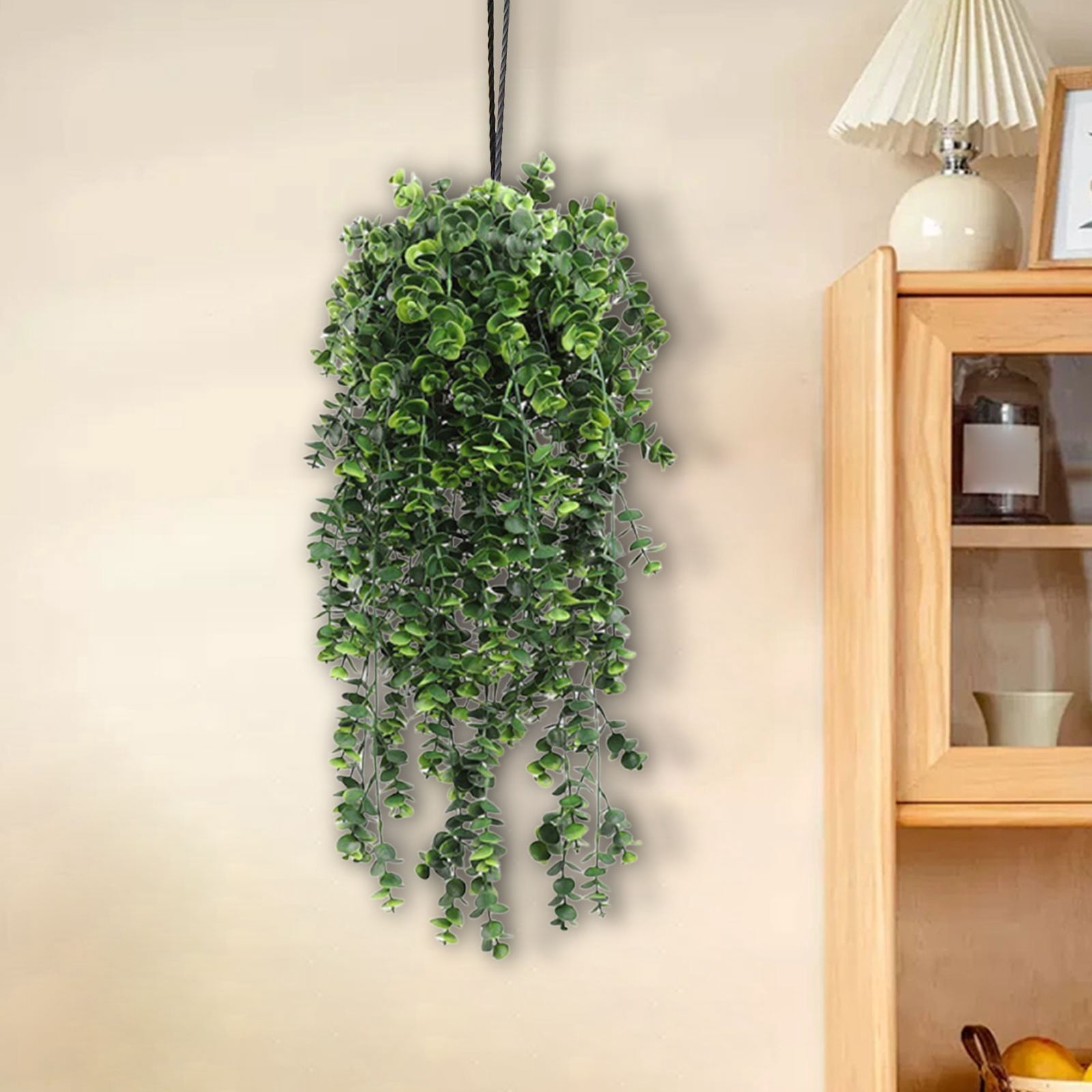 Artificial Flowers Plants Hanging Artificial Potted Plants Indoor and Outdoor for Home Bathroom Wall Shelf Decor, Green Plant *1