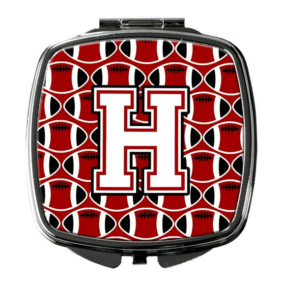 Letter H Football Cardinal and White Compact Mirror CJ1082-HSCM