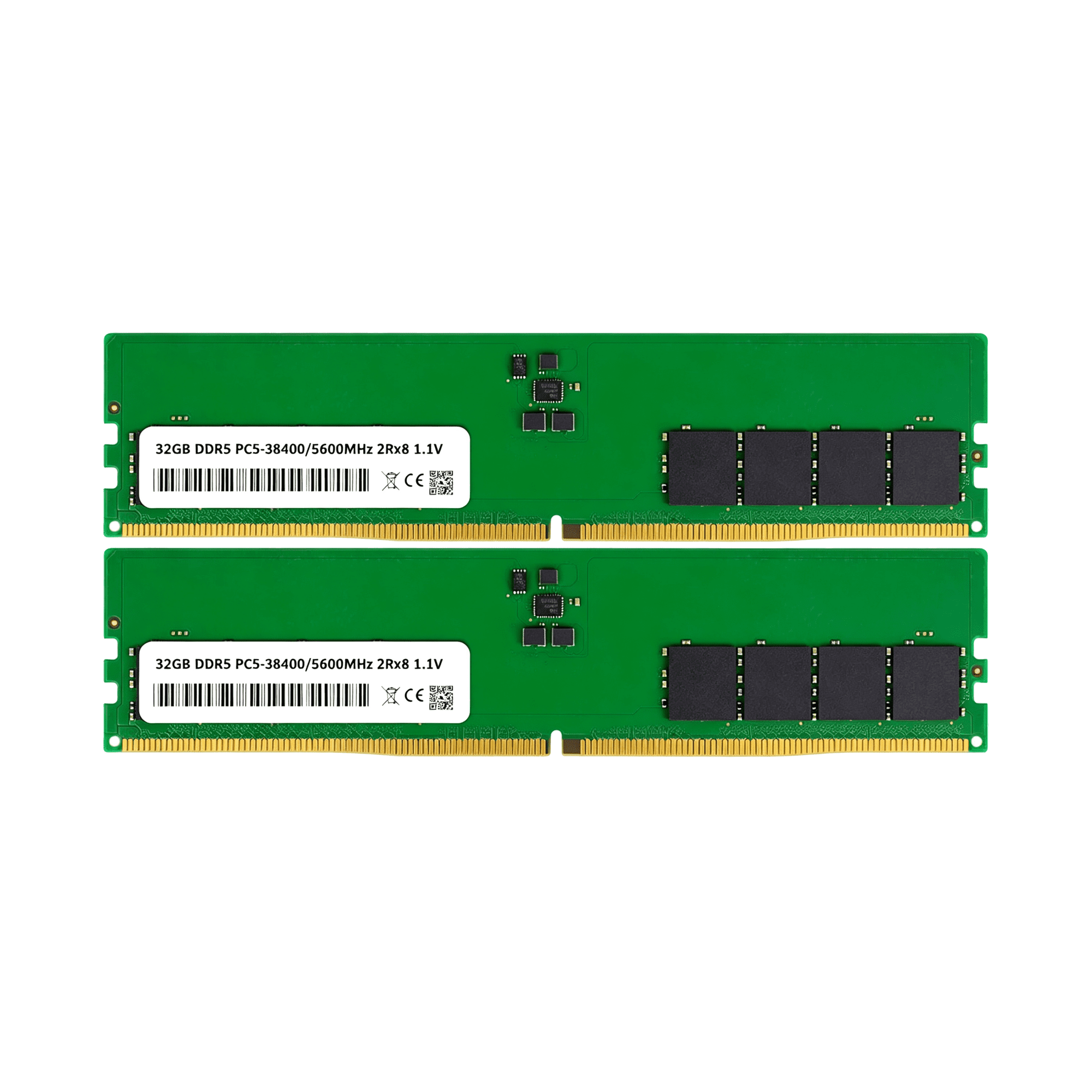 2-Pack 32GB DDR5 5600MHz PC5-38400 UDIMM Desktop RAM Memory Kit (64GB Total) for Professional Workstations, Immersive Gaming & Creative Content 2Rx8 1.1V Non-ECC Unbuffered