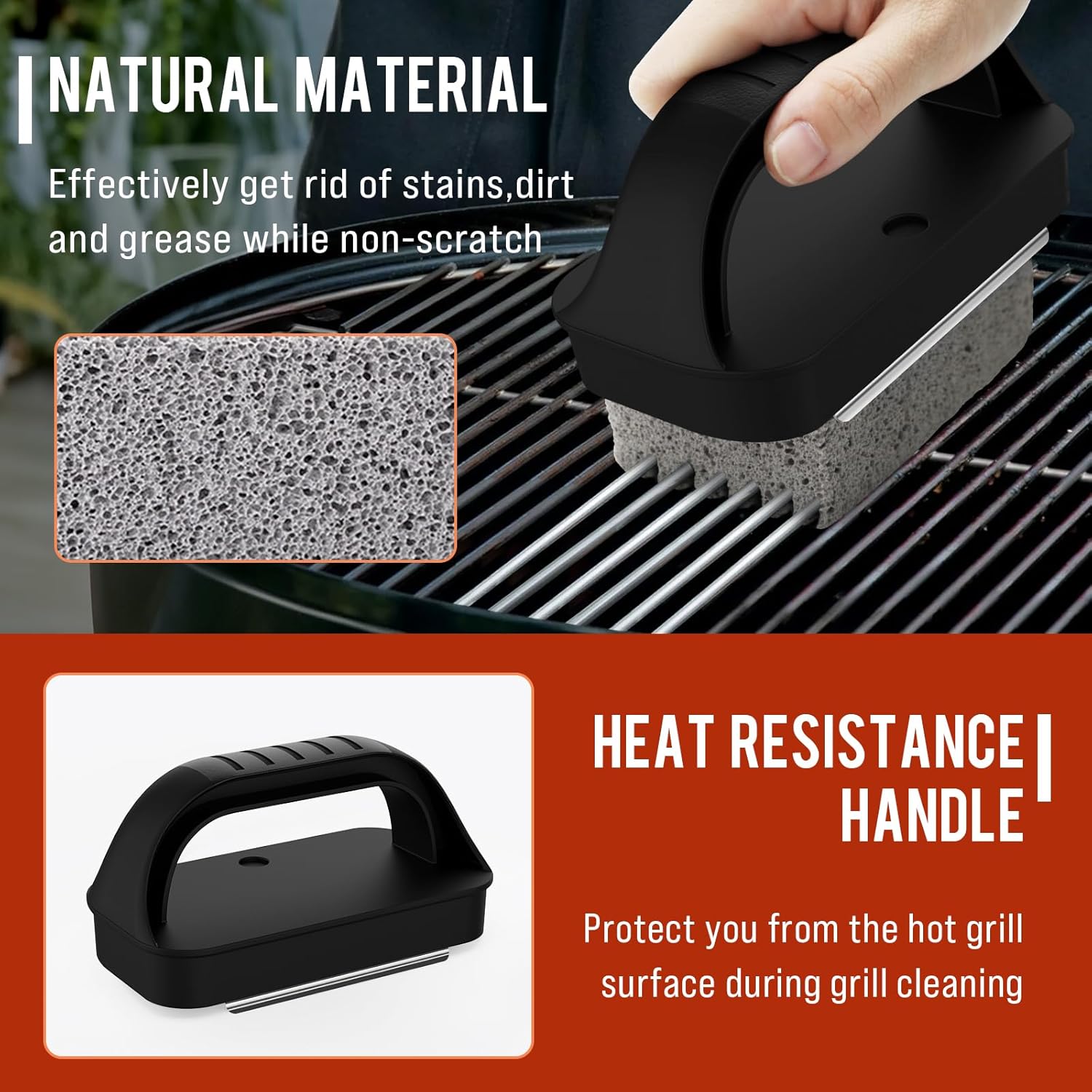 Griddle Cleaning Kit for stone, Flat Top Grill with Stone, Scraper & Brush Easy to Remove Stain