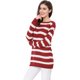 thumbnail image 4 of Allegra K Suéter de rayas túnica con hombros descubiertos y cuello redondo para mujer rojo S, 4 of 6