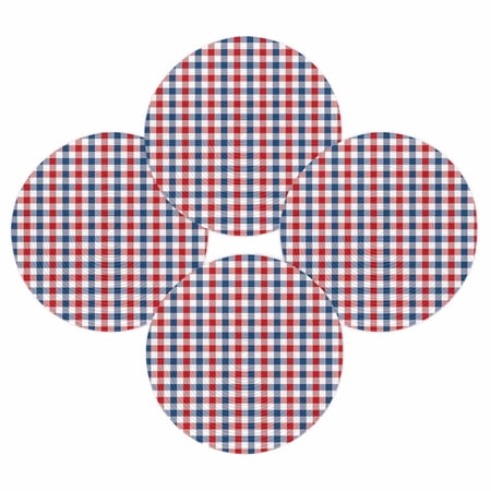 4th of July Round Placemats Set of 4 Blue and Red Buffalo Plaid Place Mats Independence Day Woven Placemat Patriotic Check Circle Braided Table Mat for Kitchen Dining Table Party Home Decor 15 Inch 4th of July Round Placemats Set of 4 Blue and Red Buffalo Plaid Place Mats Independence Day Woven Placemat Patriotic Check Circle Braided Table Mat for Kitchen Dining Table Party Home Decor 15 Inch