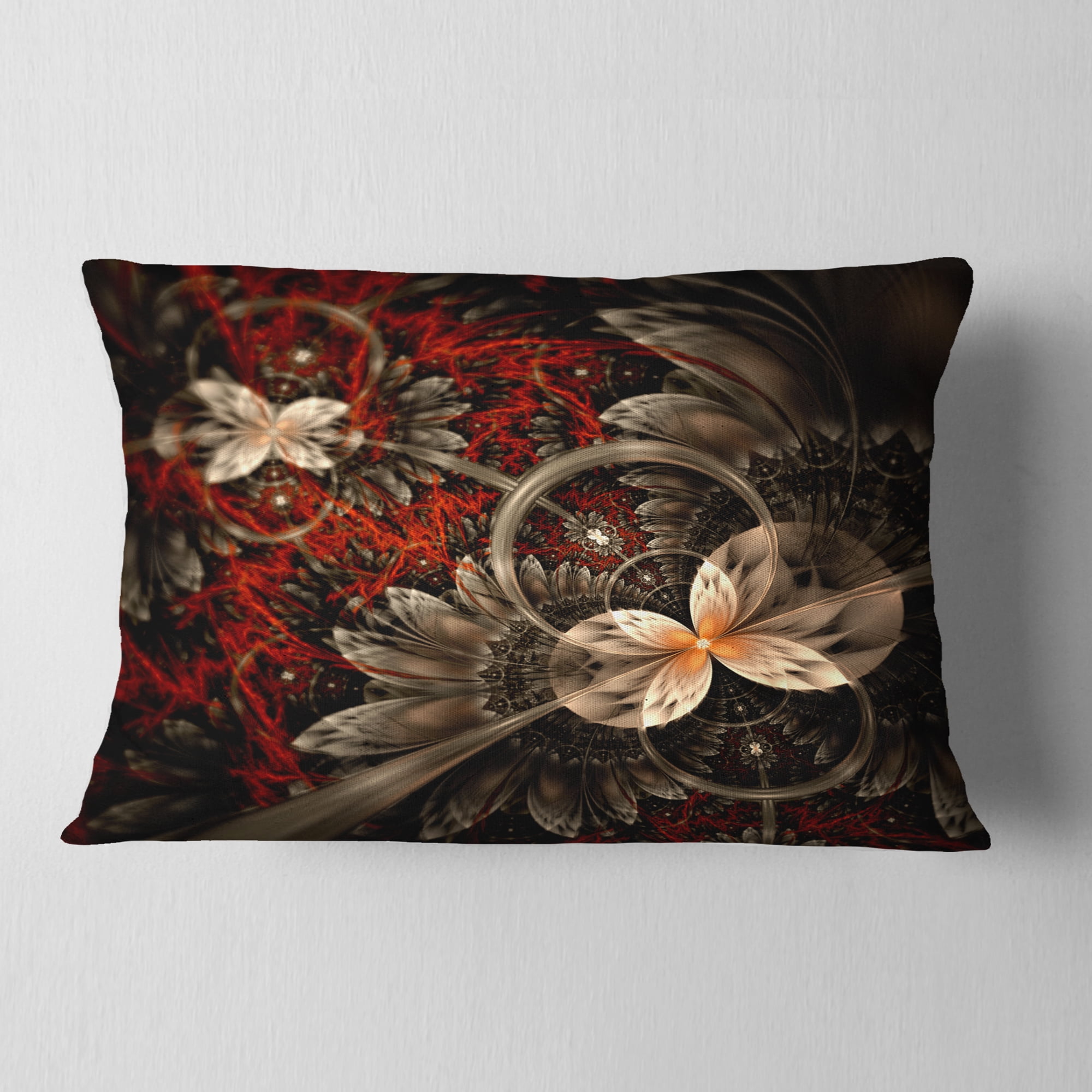 Designart 12" x 20" Red Polyester Throw Pillow