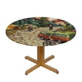 thumbnail image 3 of Orinice Camper Van Trees Tents Round Table Cover Stain Resistant Washable Indoor Outdoor Tablecloth Kitchen Dining Wedding Parties Outdoor Fitted 100% Polyester Fiber 54-58, 3 of 8