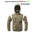 thumbnail image 4 of WTOBBY Men's Detachable Outdoor Jacket, Solid Color Workwear Style with Zippered Pockets, Long Sleeve Casual Coat for Practical Daily Use,Khaki 2XL, 4 of 5