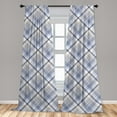 thumbnail image 4 of Ambesonne Gingham Curtains, Traditional Stripes Irish, Pair of 28"x95", Ceil Blue Pale Mustard, 4 of 4