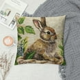 thumbnail image 2 of Orinice  Happy Easter Quote Words Throw Pillow Covers Cute Animal Rabbit Bunny Head Cotton Linen  Cushion Case with Green Leaves Square Pillowcase Farmhouse Decorations (Rabbit Leaves) White, 2 of 5
