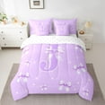 thumbnail image 2 of Castle Fairy Girls Female Cartoon Ribbon Bow Initial Alphabet J Twin Bedding Sets 7-Piece,Dreamy Princess Bow Knot Bedding Comforter Set Microfiber,Bling Stars Print Breathable Sheet Sets, 2 of 8